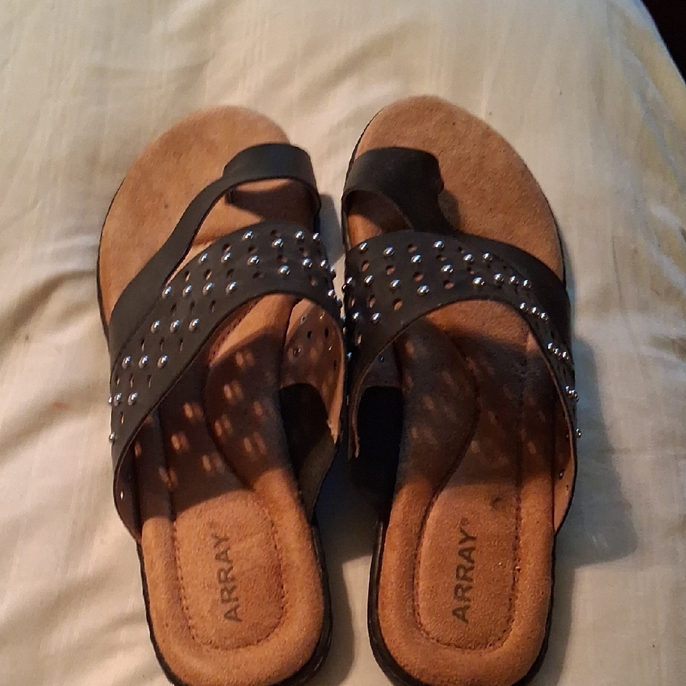 Array Black Sandals with Silver Studs